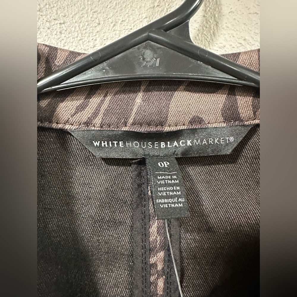 NWT White House Black Market Espresso Zebra Print Denim Jacket Size 0P - Picture 5 of 7